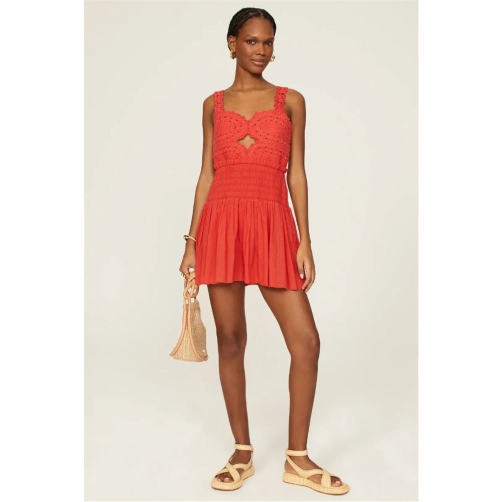 Sea New York Camila Pleated Red Sleeveless Romper